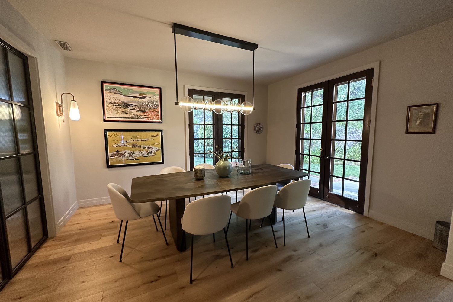 French doors in a dining room
