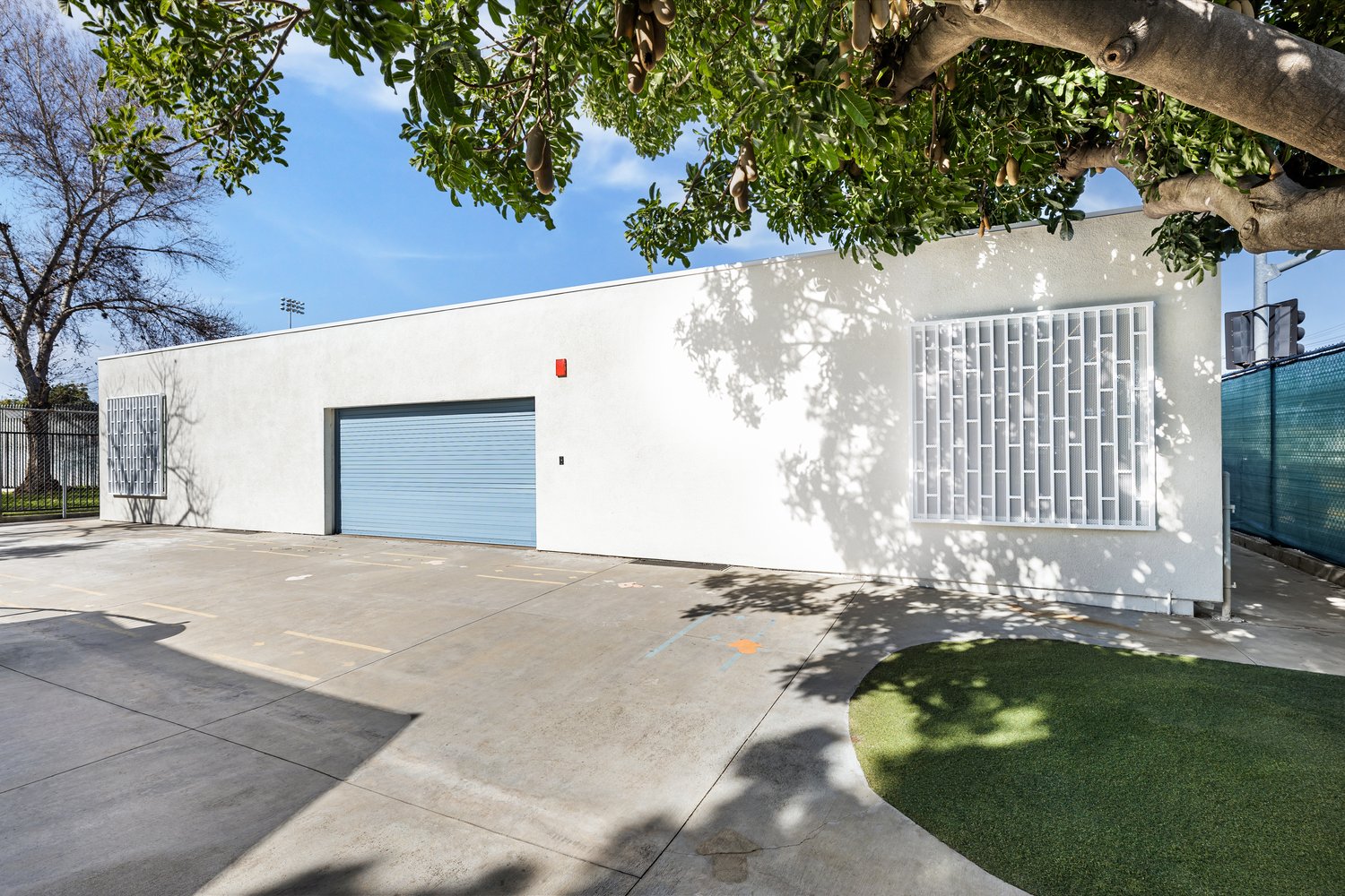 Roll-up overhead door on a finished structure