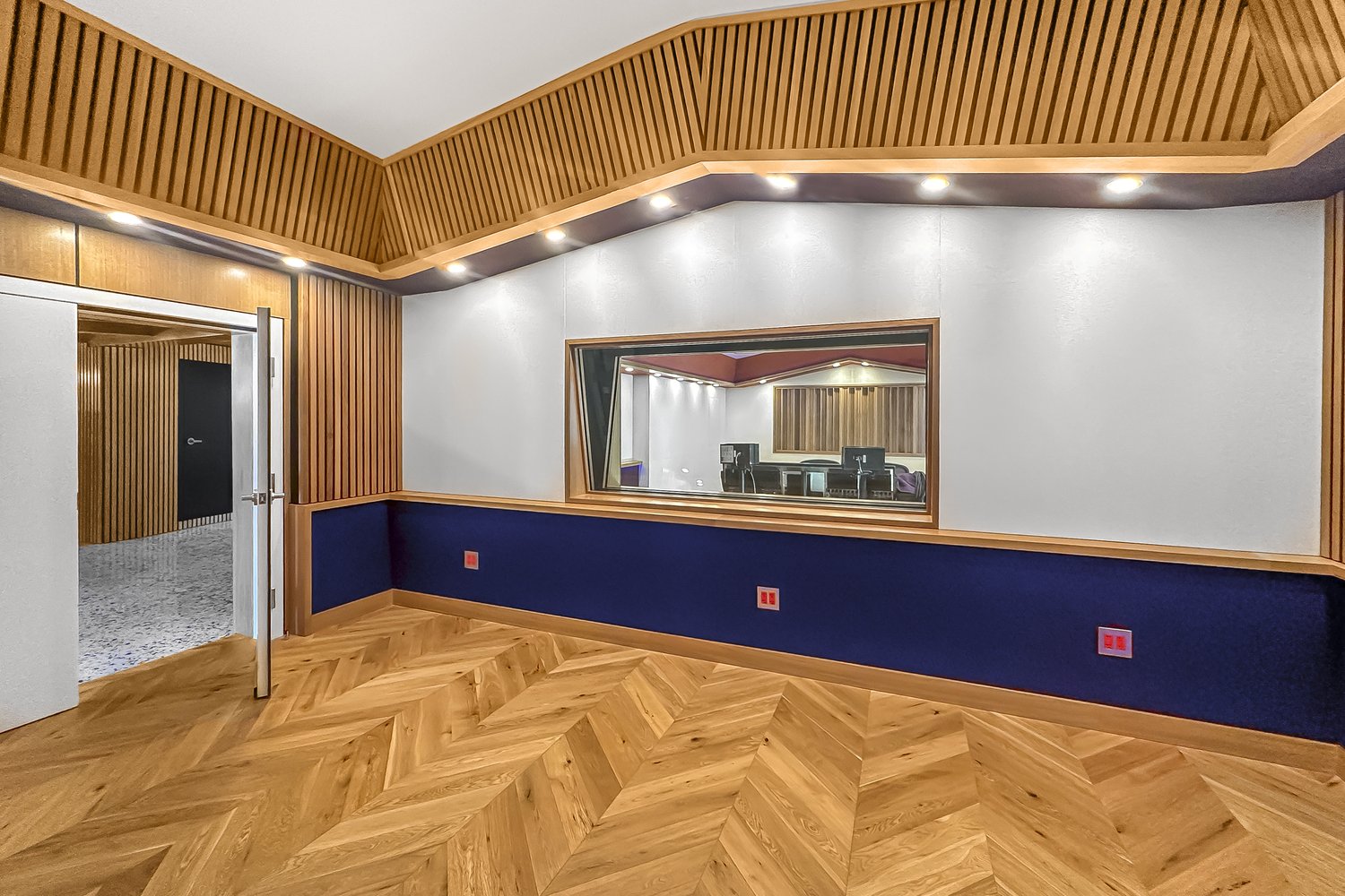 Live room with a control room window